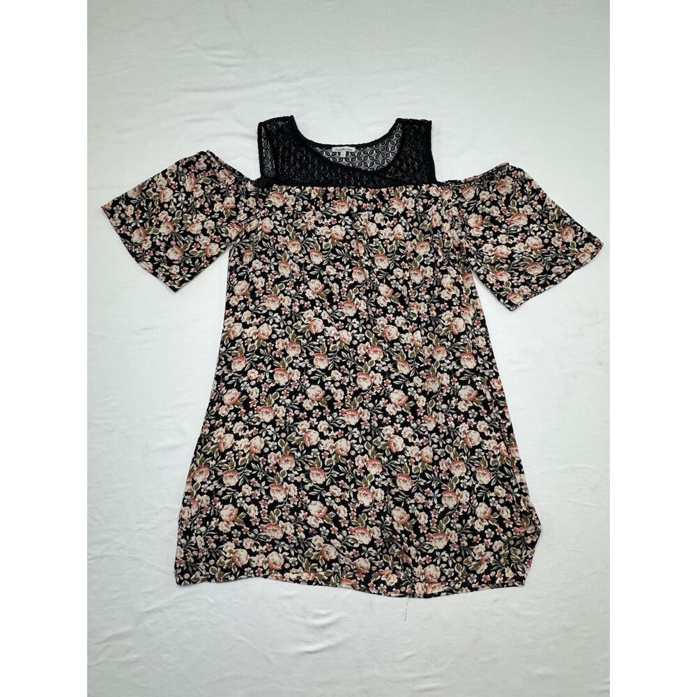 Charlotte Russe Womens Cold Shoulder Illusion Floral Shift Dress XL Y2K